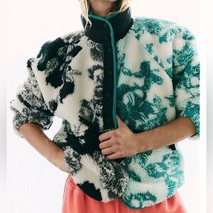 Free people hit the slopes printed fleece jacket